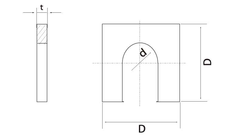 角ワッシャー(U字　板厚1．0)図面