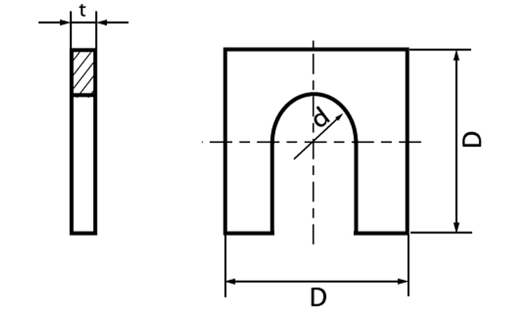 角ワッシャー(U字　板厚3．0)図面