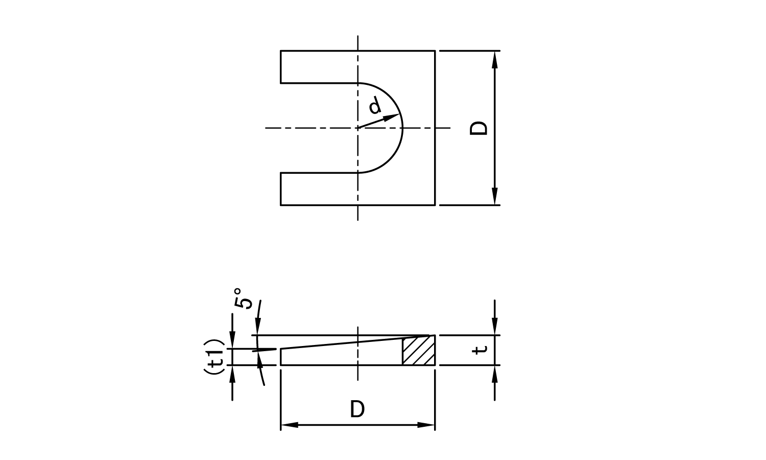 テーパーＵ字角ワッシャー図面