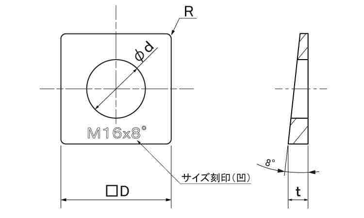 テーパーW(8度)(ナミテイ製)図面