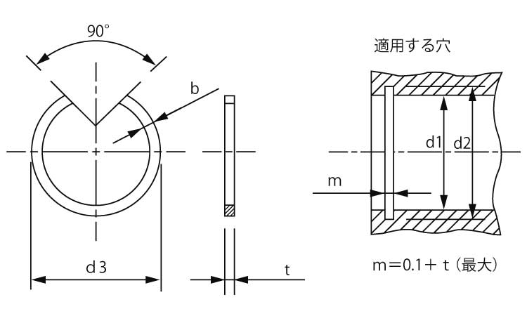 同心止め輪 穴用(羽島製)図面