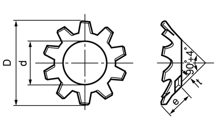 歯付ワッシャー(皿形)図面