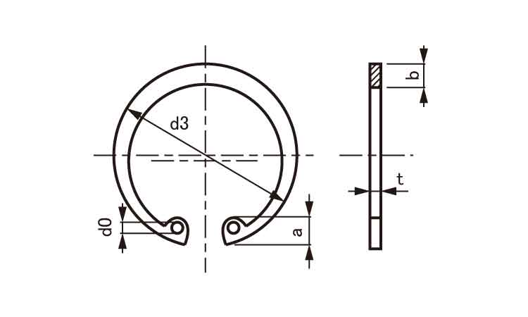 C形止め輪(穴用)(特殊発條)図面