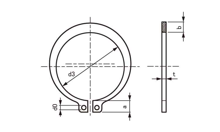 C形止め輪(軸用)(特殊発條)図面