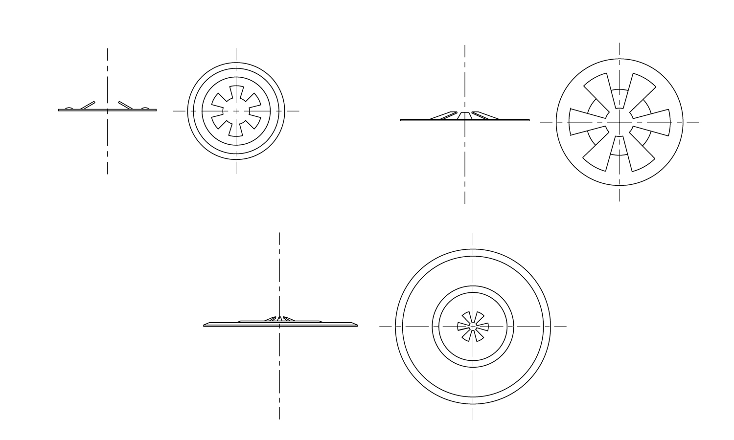 六ツ爪スピードワッシャ(ねじ用)図面