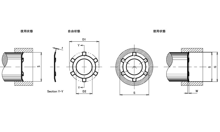 SI形止め輪(穴用・IWT)(磐田)図面
